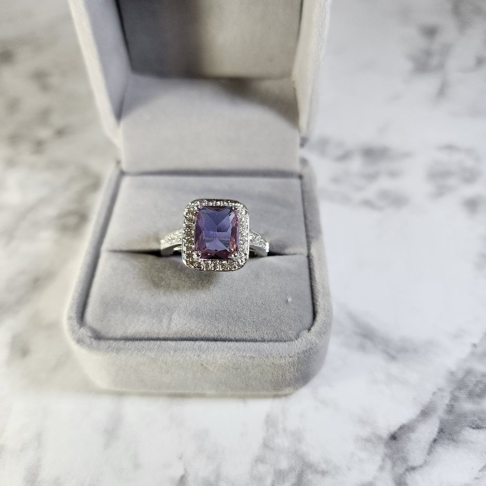 Lab Created Green Amethyst Ring | Rhodium Plated | Size 8 | by Bomb Party